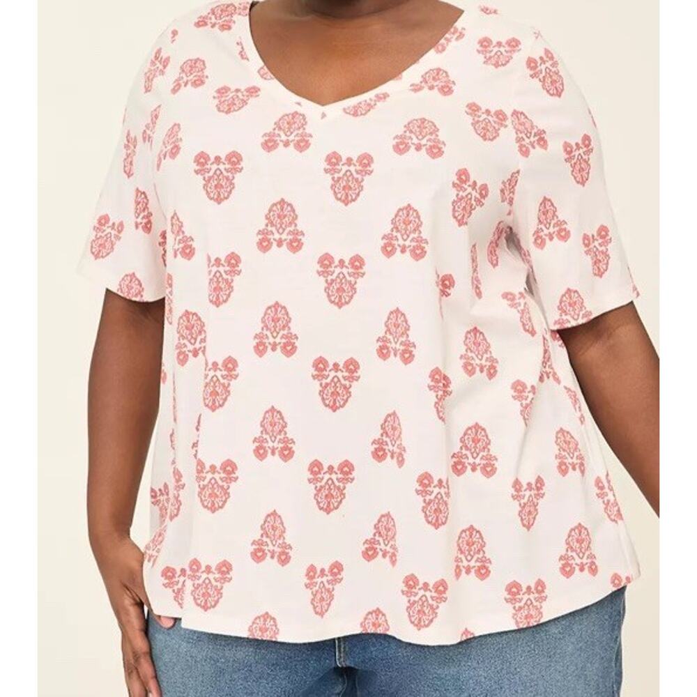 Lane Bryant Swing Strappy-Back Tee Plus Size 18/20 - Beige Coral Print